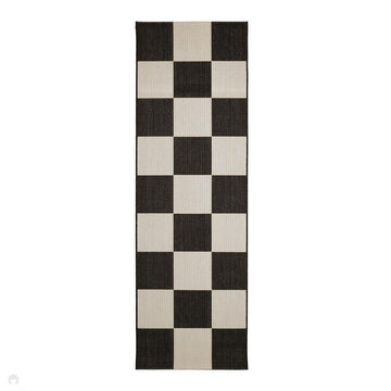 County Chequer Black In-Outdoor Flatweave Runner-Melrose-Rug Love - The Most Loved Rug Store